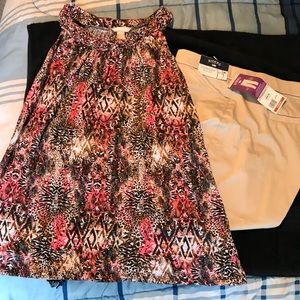 Comfort Waist Capris/ matching  macrame crew top